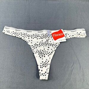 Hanes Originals Womens Size XXL Panty Thong Star Print Black White New With Tags